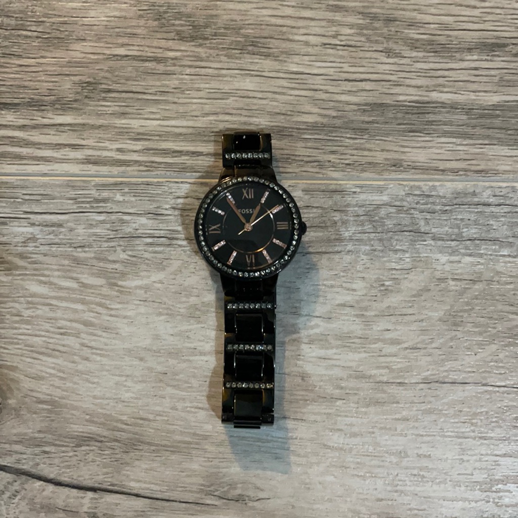 Black And Rose Gold Fossil Watch